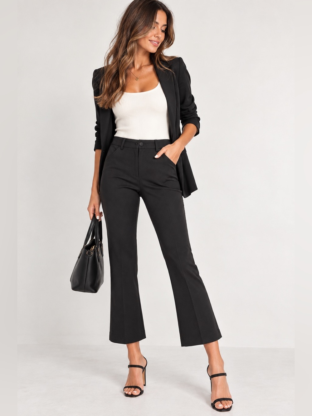 Express Editor Cropped Slim Flare High Rise Pants Black Size 12R Gorgeous Pants😍